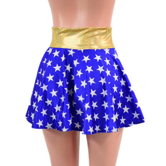 Blue & White Star Circle Skirt - Coquetry Clothing