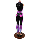 Bolts and Stars Zipper Front Color Blocked Catsuit - Coquetry Clothing
