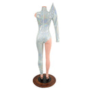 Bowie Inspired Frostbite Catsuit with Red Bolt and Mega Sharp Shoulder - Coquetry Clothing