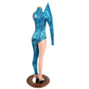 Bowie Inspired Turquoise Catsuit with Bolt and Mega Sharp Shoulder - Coquetry Clothing