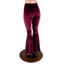 Burgundy Velvet High Waist Bell Bottom Flares - Coquetry Clothing