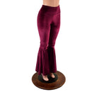Burgundy Velvet High Waist Bell Bottom Flares - Coquetry Clothing