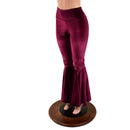 Burgundy Velvet High Waist Bell Bottom Flares - Coquetry Clothing