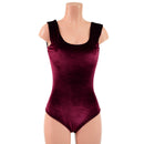 Burgundy Velvet Tank Style Romper with Siren Cut Leg - Coquetry Clothing