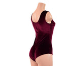 Burgundy Velvet Tank Style Romper with Siren Cut Leg - Coquetry Clothing