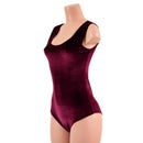 Burgundy Velvet Tank Style Romper with Siren Cut Leg - Coquetry Clothing