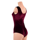 Burgundy Velvet Tank Style Romper with Siren Cut Leg - Coquetry Clothing