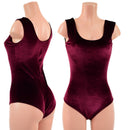 Burgundy Velvet Tank Style Romper with Siren Cut Leg - Coquetry Clothing