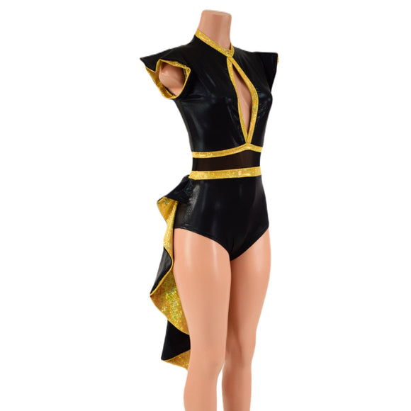 Black & Gold Tuxedo Back Romper - Coquetry Clothing