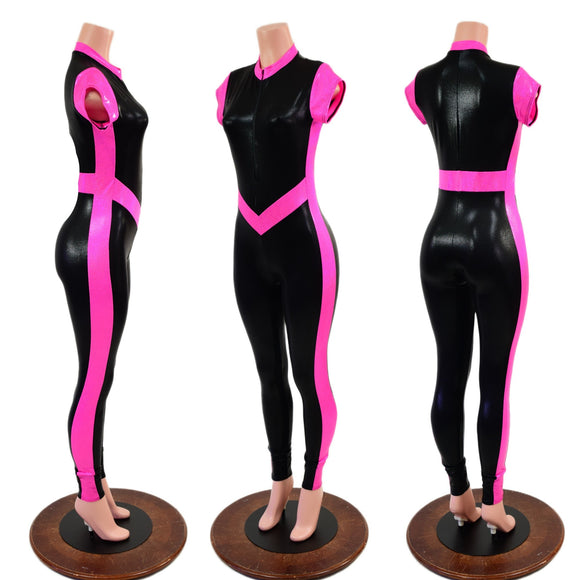 Cap Sleeve V Front Catsuit with Stella Neckline - Coquetry Clothing