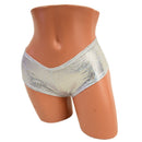 Cheeky Booty Shorts in Silver on White Shattered Glass - Coquetry Clothing
