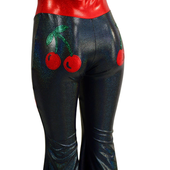 Cherry Solar Flare V Front Catsuit with Showtime Collar - Coquetry Clothing