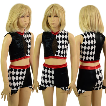 Childrens 2PC Inset Keyhole Top and Siren Shorts with Ruffled Hips - Coquetry Clothing