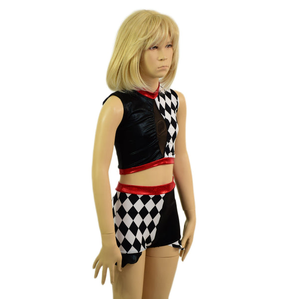 Childrens 2PC Inset Keyhole Top and Siren Shorts with Ruffled Hips - 5