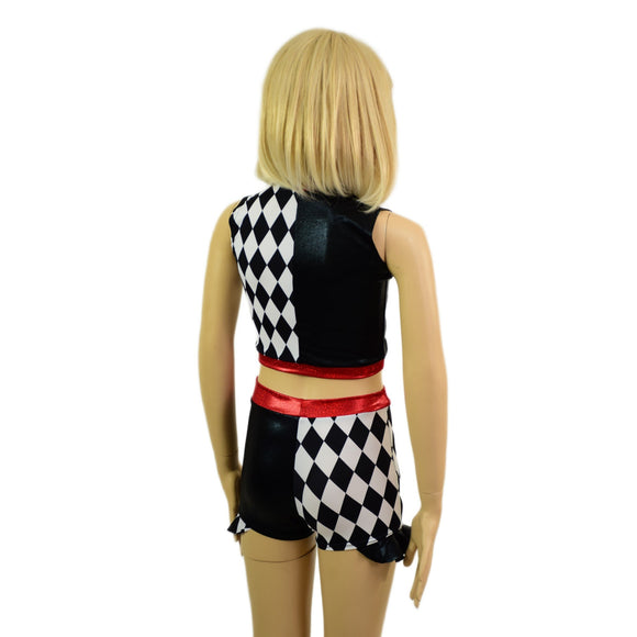 Childrens 2PC Inset Keyhole Top and Siren Shorts with Ruffled Hips - Coquetry Clothing