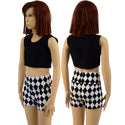 Childrens Black and White Diamond Print Shorts - 5