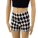 Childrens Black and White Diamond Print Shorts - 1