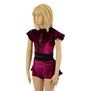 Childrens Burgundy Velvet Romper with Inset Mesh Keyhole Neckline and Mini Tux Tails - Coquetry Clothing