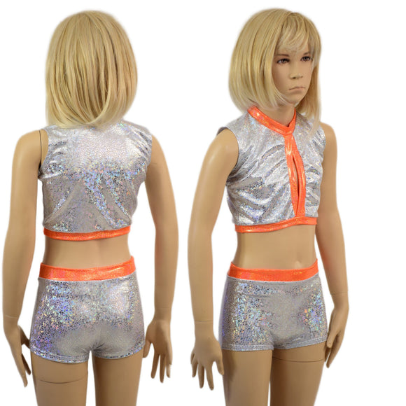 Childrens High Waist Brief Cut Shorts and Keyhole Top Set - Coquetry Clothing