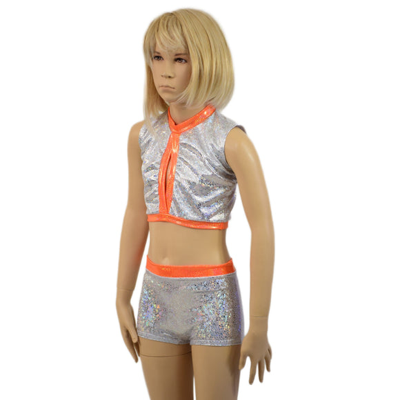 Childrens High Waist Brief Cut Shorts and Keyhole Top Set - Coquetry Clothing