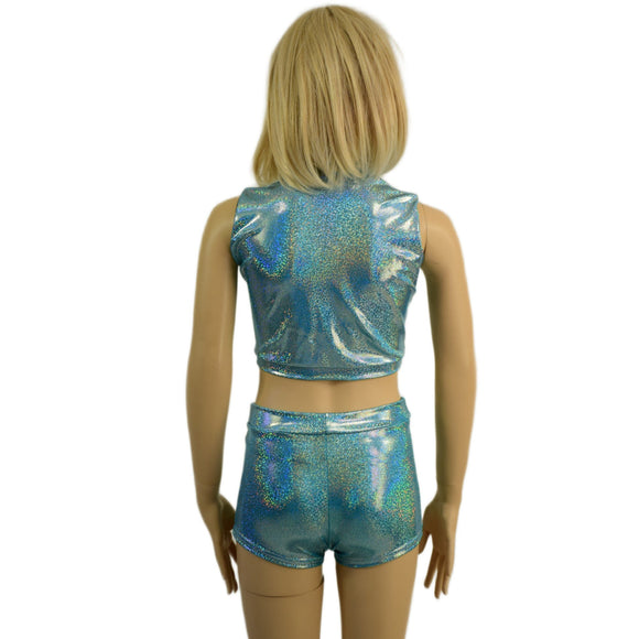 Childrens High Waist Brief Cut Shorts and Keyhole Top Set - Coquetry Clothing
