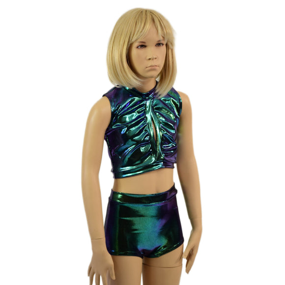 Childrens High Waist Brief Cut Shorts and Keyhole Top Set - Coquetry Clothing