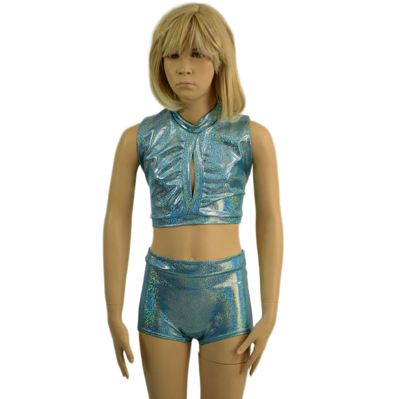 Childrens High Waist Brief Cut Shorts and Keyhole Top Set - Coquetry Clothing