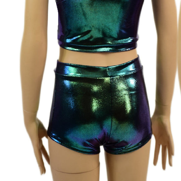 Childrens High Waist Brief Cut Shorts in Scarab - Coquetry Clothing