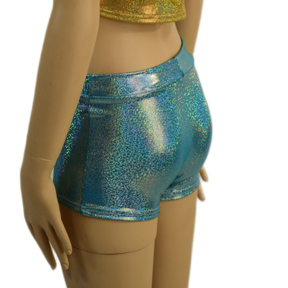 Childrens High Waist Brief Cut Shorts in Seafoam - Coquetry Clothing