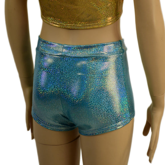 Childrens High Waist Brief Cut Shorts in Seafoam - Coquetry Clothing