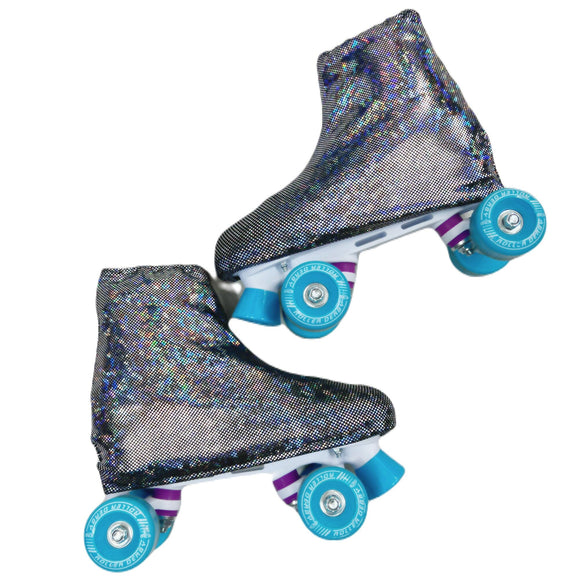 Childrens Roller Skate Boot Covers in Silver Kaleidoscope - Coquetry Clothing
