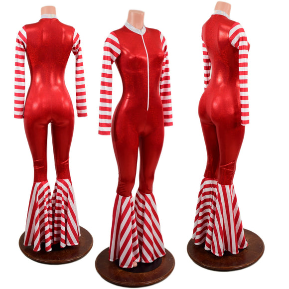 Christmas Elf Bell Bottom Catsuit - Coquetry Clothing