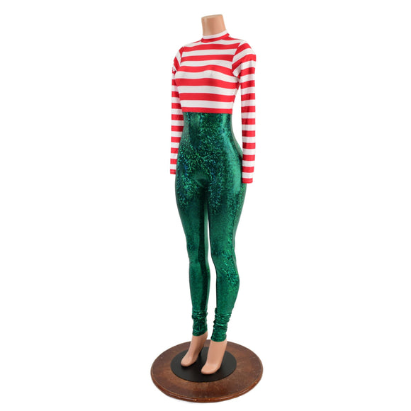 Christmas Elf Keyhole Back Catsuit - Coquetry Clothing