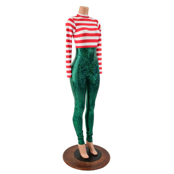 Christmas Elf Keyhole Back Catsuit - Coquetry Clothing