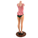Christmas Elf Laceup Catsuit with Nude Mesh Legs - Coquetry Clothing