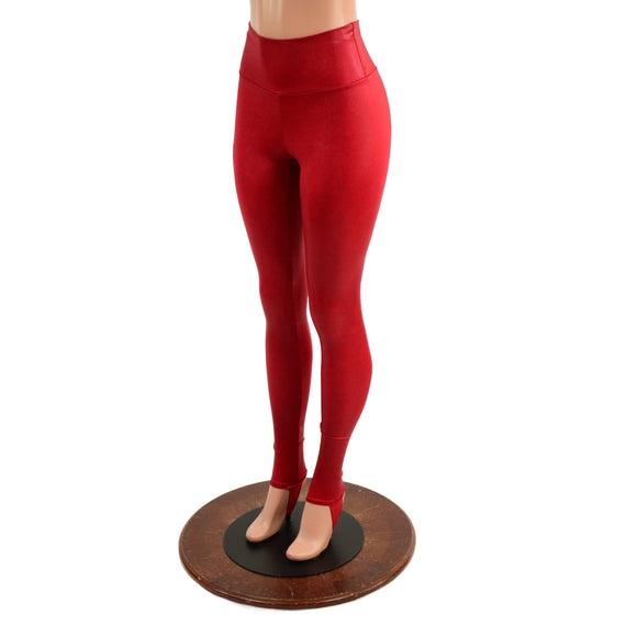 Coagulant Red High Waist Leggings with Stirrups - Coquetry Clothing