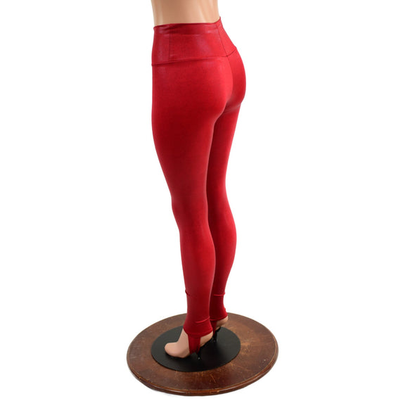 Coagulant Red High Waist Leggings with Stirrups - Coquetry Clothing