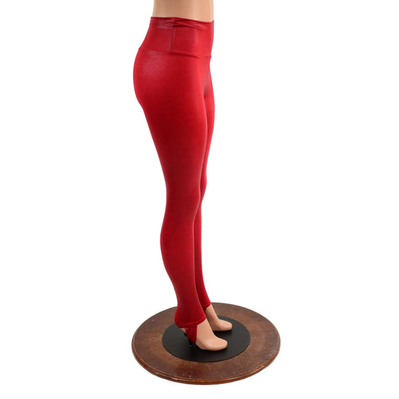 Coagulant Red High Waist Leggings with Stirrups - Coquetry Clothing