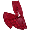 Coagulant Red Metallic High Waist Bell Bottoms with Valentine Heart Flares - 1