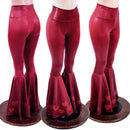 Coagulant Red Metallic High Waist Bell Bottoms with Valentine Heart Flares - Coquetry Clothing