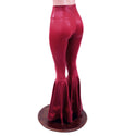 Coagulant Red Metallic High Waist Bell Bottoms with Valentine Heart Flares - 5