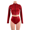 Coagulant Zippered Crop Top and Brazilian Siren Shorts Set - Coquetry Clothing