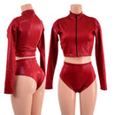 Coagulant Zippered Crop Top and Brazilian Siren Shorts Set - Coquetry Clothing