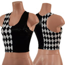 Color Split Racerback Diamond and Black Mystique Crop Top - Coquetry Clothing