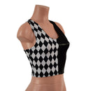 Color Split Racerback Diamond and Black Mystique Crop Top - Coquetry Clothing