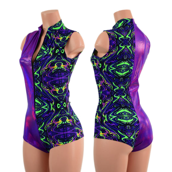 Color Split Sleeveless Stella Romper - Coquetry Clothing