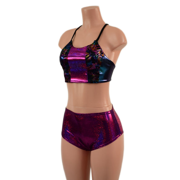 Criss Cross Strappy Back Halter and Midrise Siren Shorts Set - Coquetry Clothing