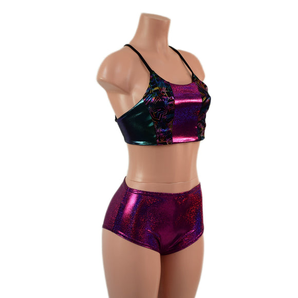 Criss Cross Strappy Back Halter and Midrise Siren Shorts Set - Coquetry Clothing