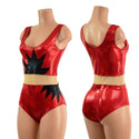 One Piece Romper with Mesh Waistband and Black Mystique Details - 1