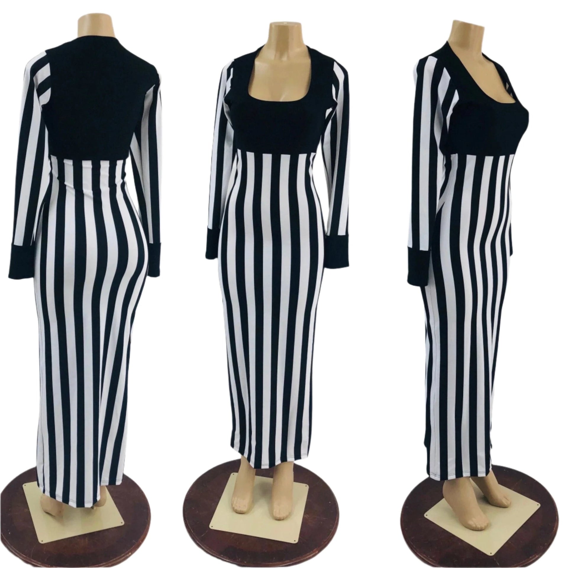 Black and White Striped Tina Gown - Coquetry Clothing XS Black and White Striped Tina Gown - Coquetry Clothing XS